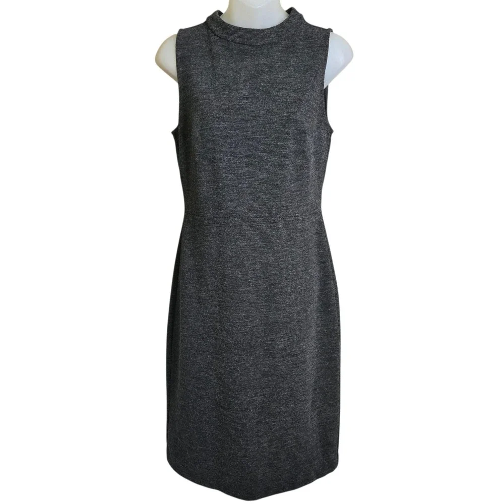 Ann Taylor Loft Womens Knit Shift Dress Size‎ 4 Gray Stretch Career Minimalist